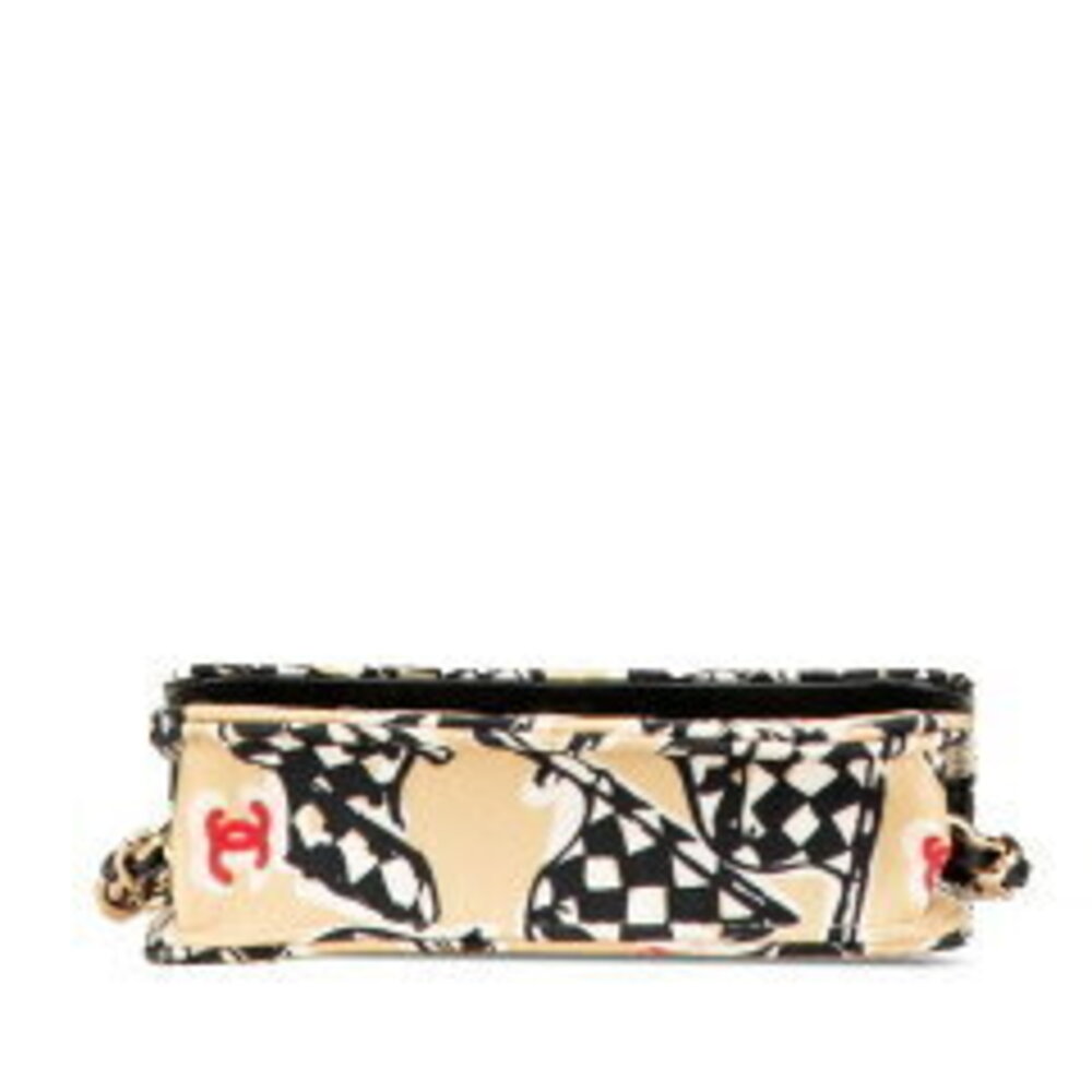 Chanel Coco Bag Canvas Shoulder Shoulder Flag Tan Black Chain Leather Beige